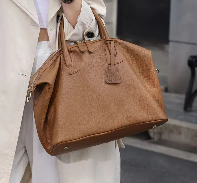 Premium Texture Women's Handbag Large Capacity Travel Bag Genuine Leather Ladies Single Shoulder Crossbody Tote Luxury Fashion