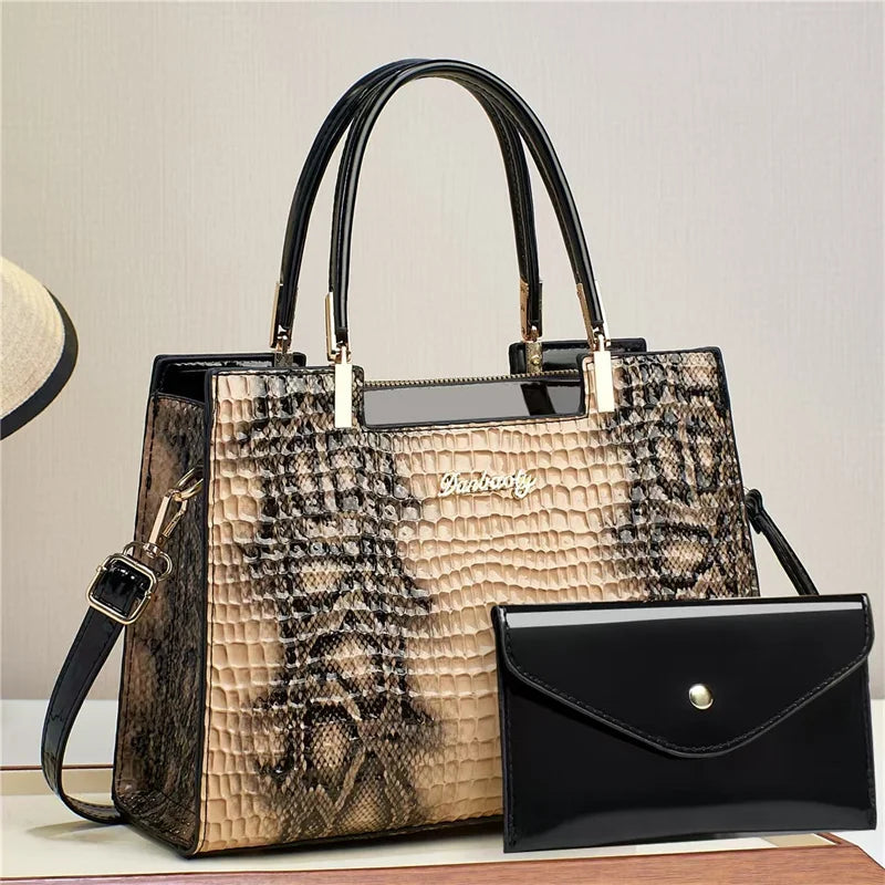 Retro Contrasting Print Handbags Ladies Bags Handbag Set,Pu Leather Shoulder Bag Woman Handbag Bag