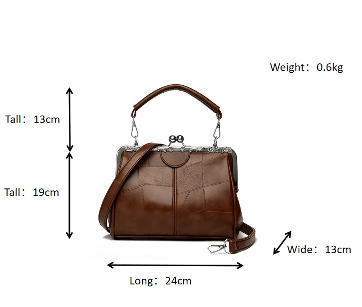 New Leather Handbag Woman Vintage Shoulder Messenger Bag Female Fashion Elegant Temperament Portable Bag