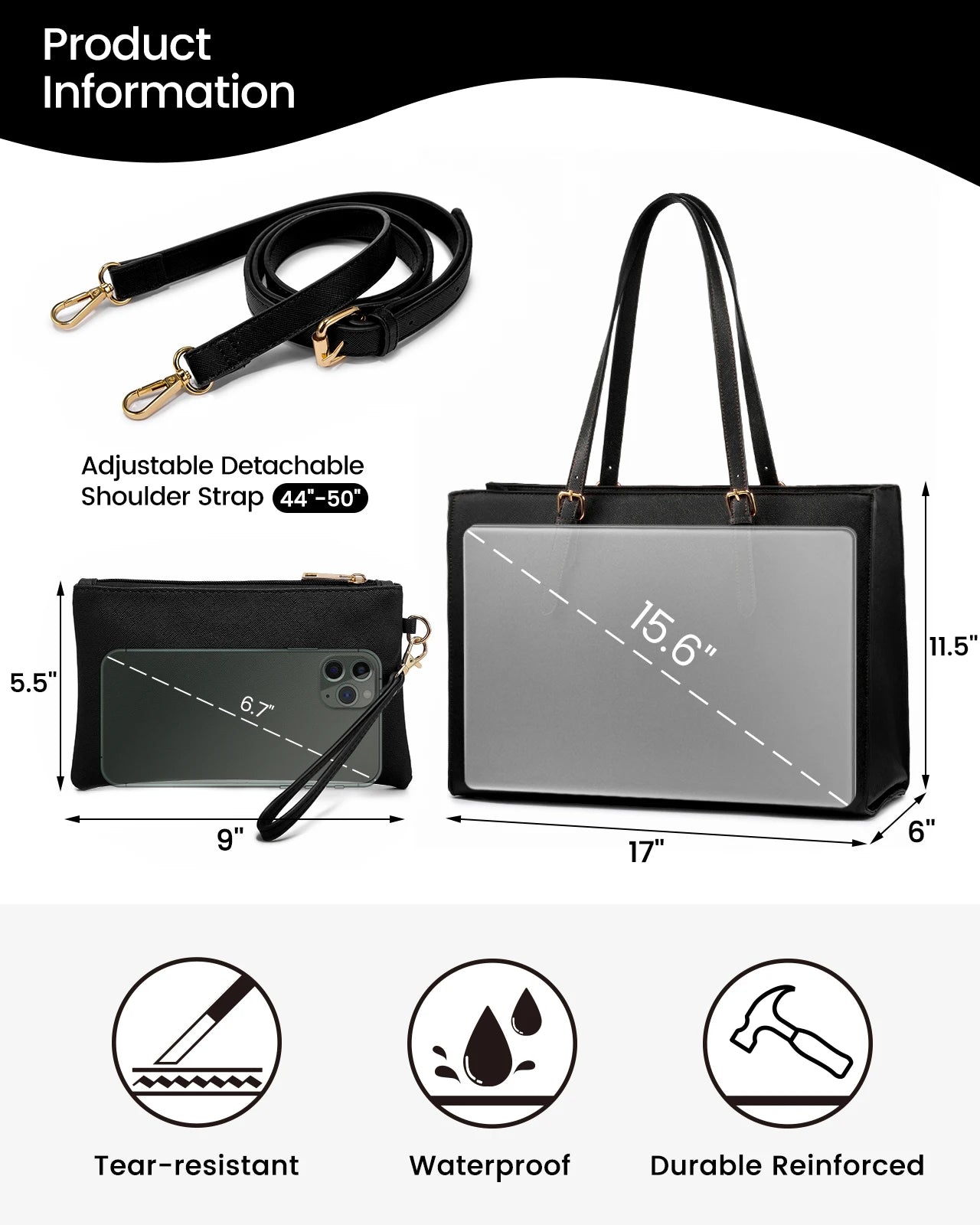 LOVEVOOK Wholesale 2pc Business Briefcase Computer Purse and Bags Office Work School Shoulder Bag for Women Laptop Tote Handbags