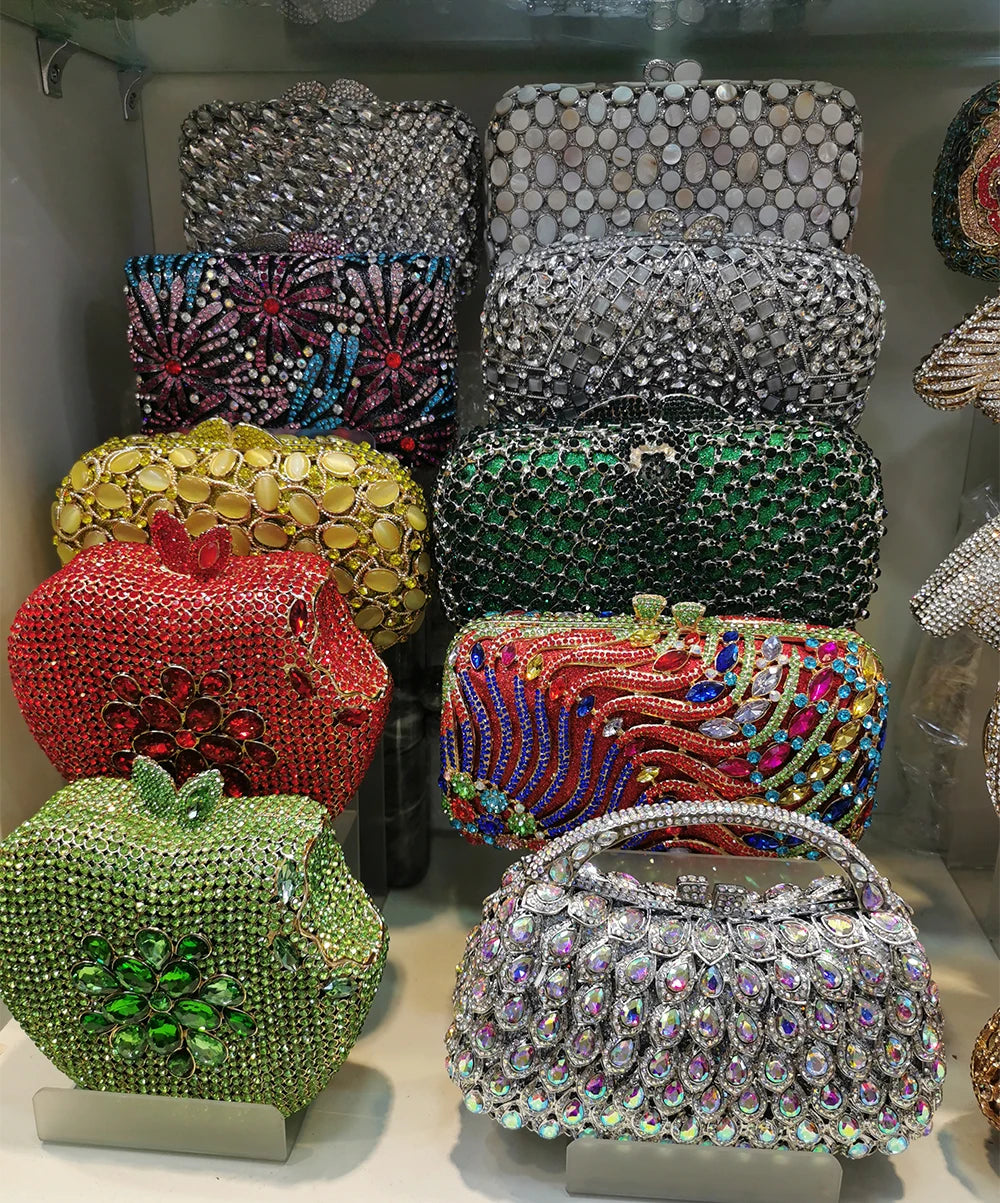 XIYUAN Female Fish Shape Rhinestone Fashion Handbags Design Women Diamond Party Wedding Clutches Purse Best Quality Evening Bags