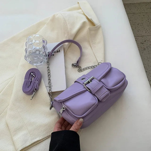 Fashion Female Armpit Bag Women's Small Shoulder Bags Solid Color Leather Ladies Crossbody Fashion Totes Purse and Handbags