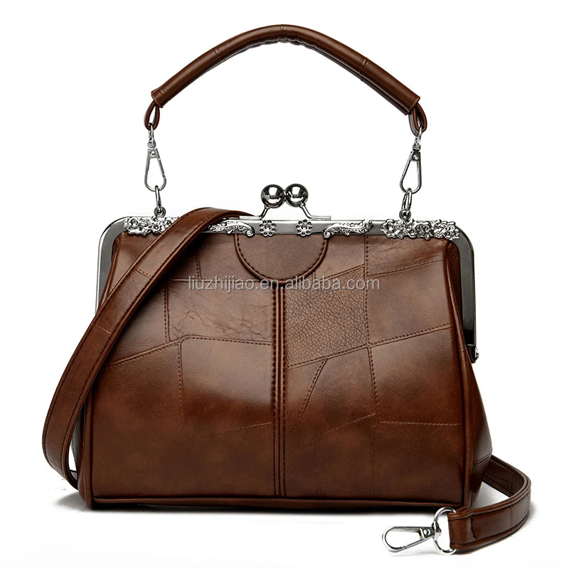 New Leather Handbag Woman Vintage Shoulder Messenger Bag Female Fashion Elegant Temperament Portable Bag