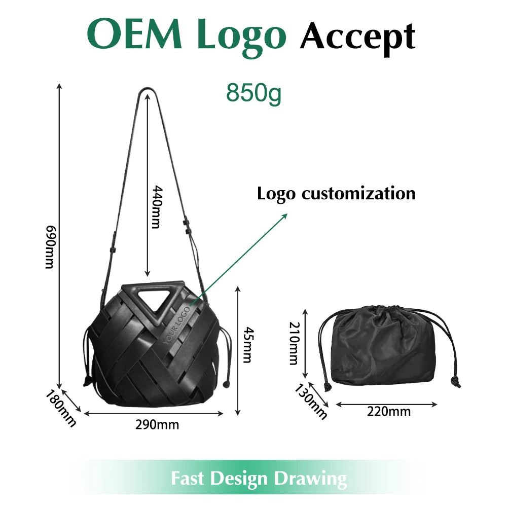 Fashion Hollow Bucket Tote Bag Magnetic Buckle Handbag Leather Handmade Woven Crossbody Shoulder Bag
