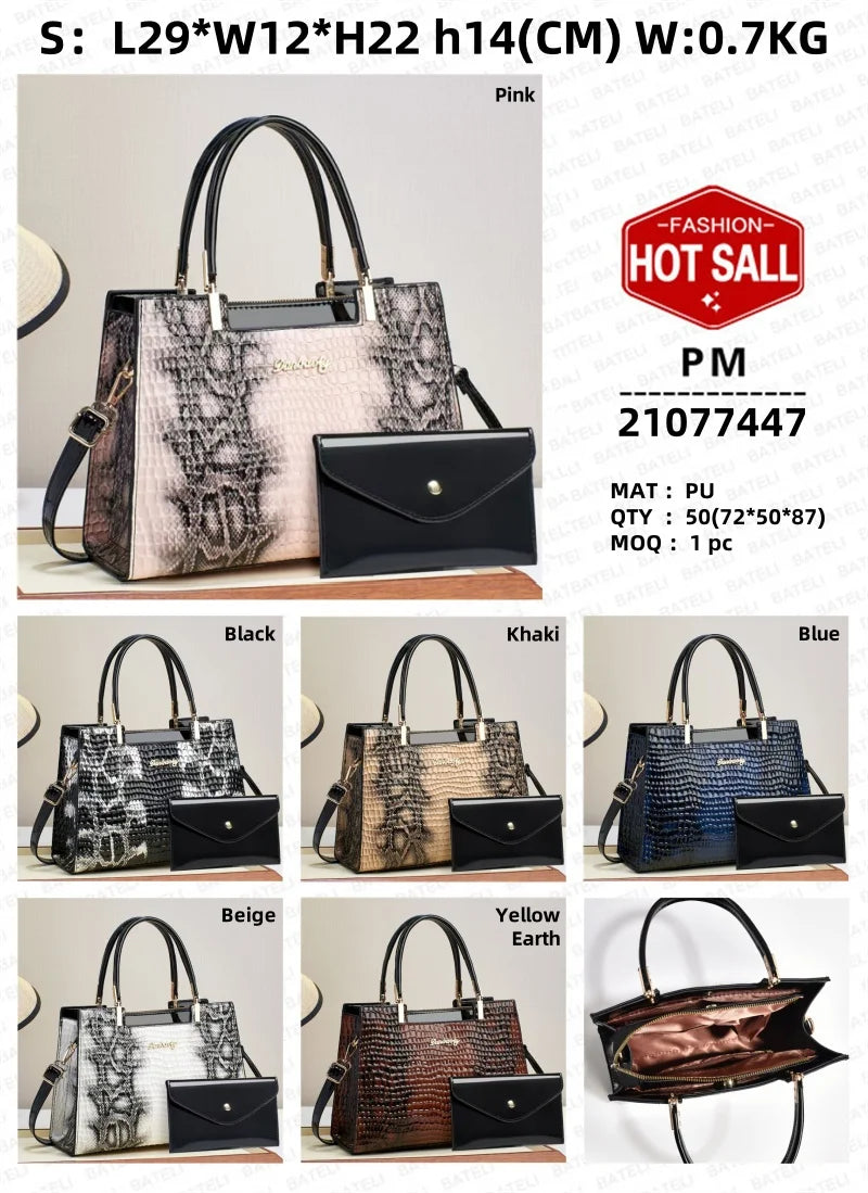 Retro Contrasting Print Handbags Ladies Bags Handbag Set,Pu Leather Shoulder Bag Woman Handbag Bag