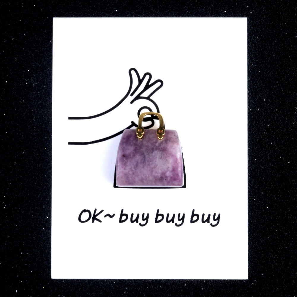 Factory Direct Sale Amethyst Stone Mini Handbag Pendant Necklace for Women Crystal Purse Bag Quartz Pendant Gemstone Jewelry