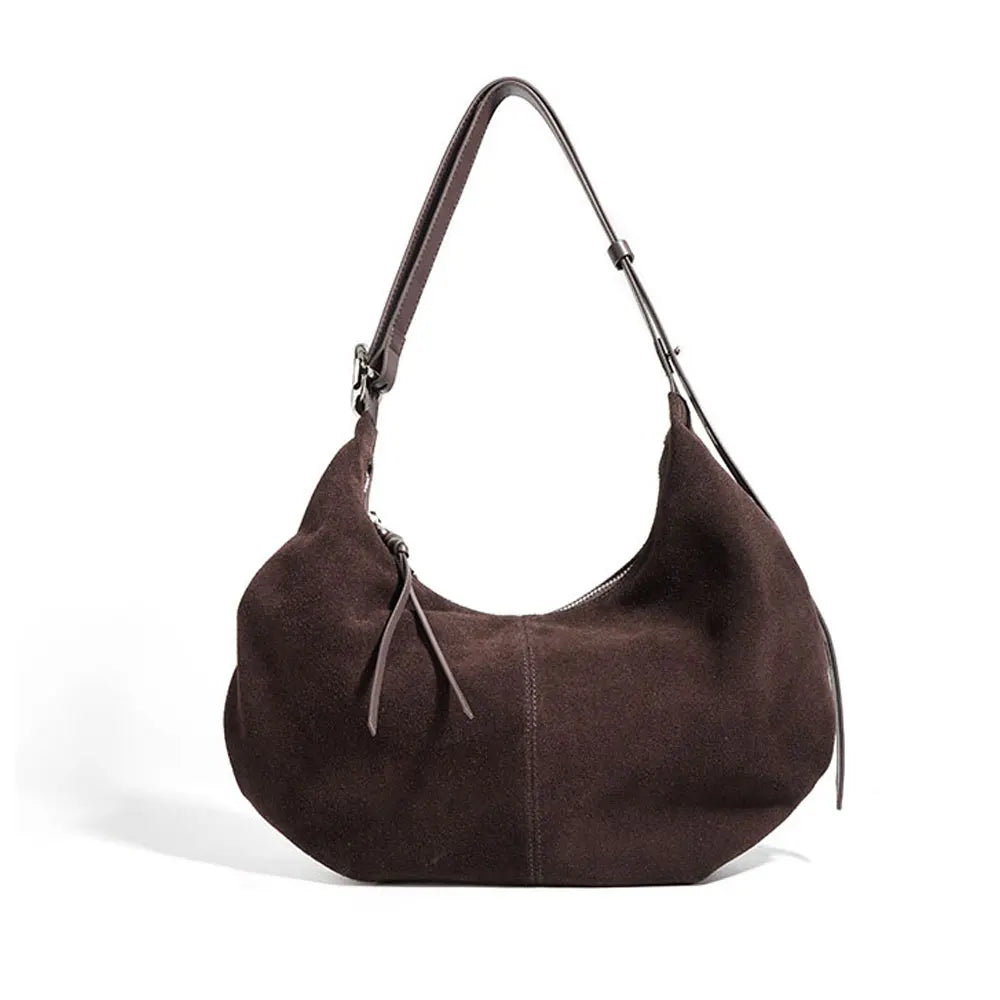 Luxury Ladies Suede Bag Half Moon Custom Leather Handbag Suede Shoulder Bag for Handbag Women Customise Tote Bag