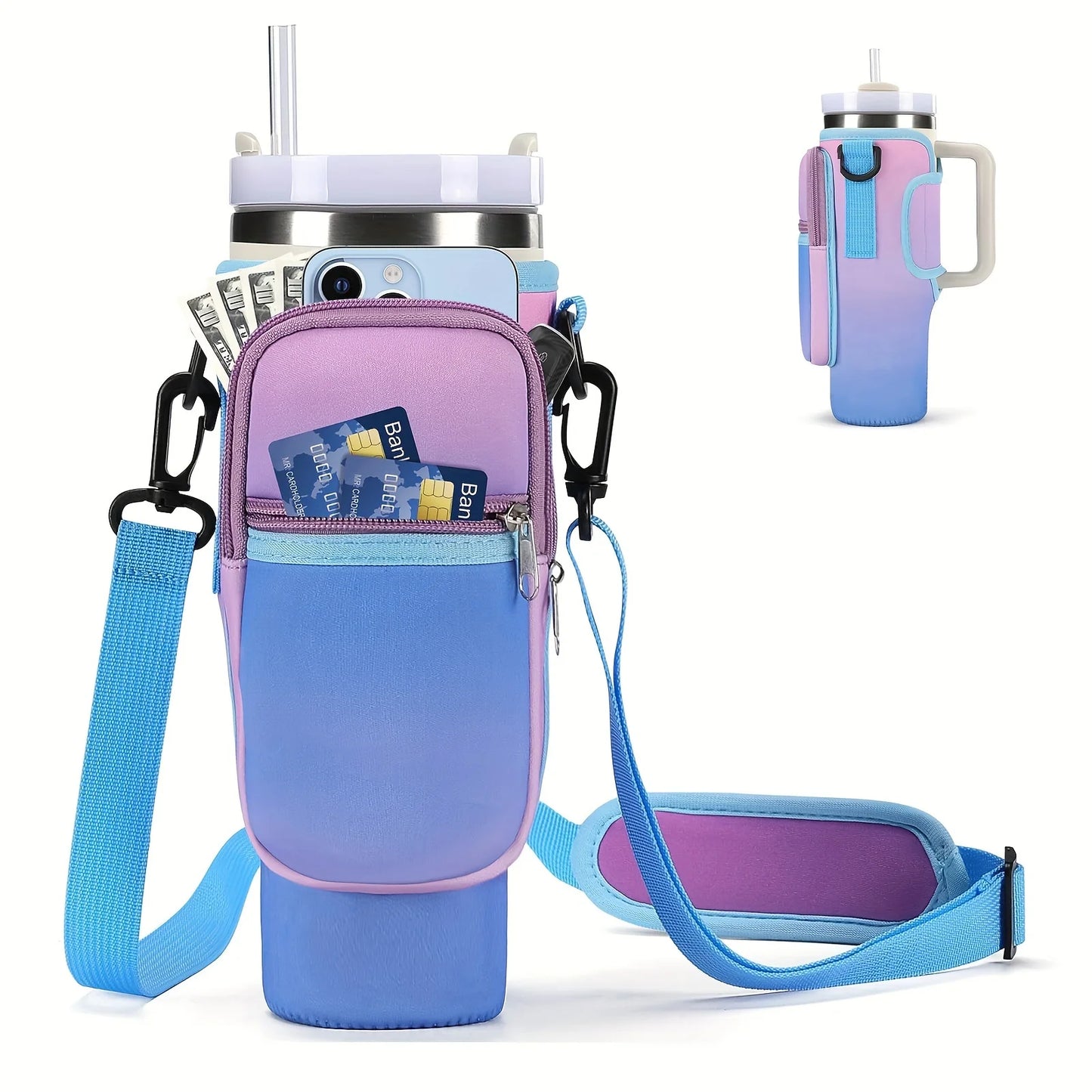 Men Women 40oz Bottle Holder Coin Purse Waterproof Portable Water Bottle Pocket Cover Protective case for Camping Fishing Hiking
