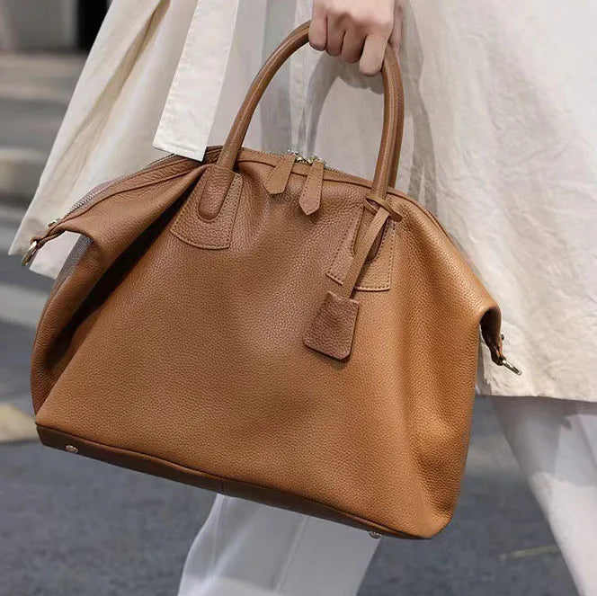 Premium Texture Women's Handbag Large Capacity Travel Bag Genuine Leather Ladies Single Shoulder Crossbody Tote Luxury Fashion