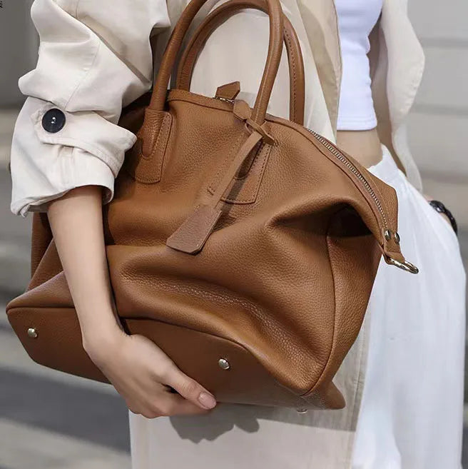 Premium Texture Women's Handbag Large Capacity Travel Bag Genuine Leather Ladies Single Shoulder Crossbody Tote Luxury Fashion