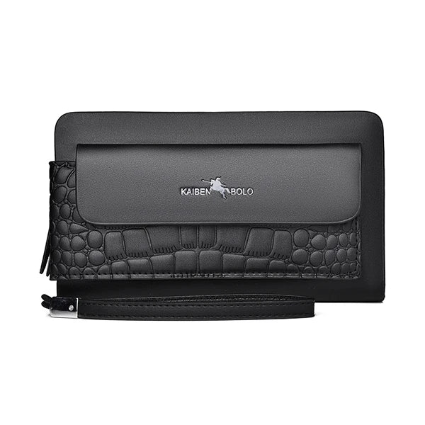 New Crocodile Pattern Men's Handbag Fashion Large Capacity Handbag Double Zipper Multi Card PU Leather Handbag BusinessMen's Bag