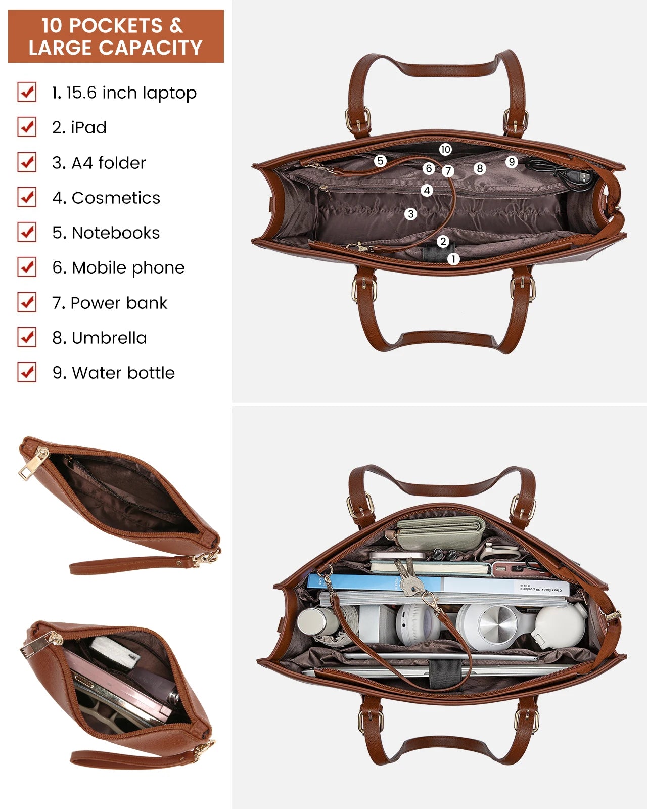 LOVEVOOK Wholesale 2pc Business Briefcase Computer Purse and Bags Office Work School Shoulder Bag for Women Laptop Tote Handbags