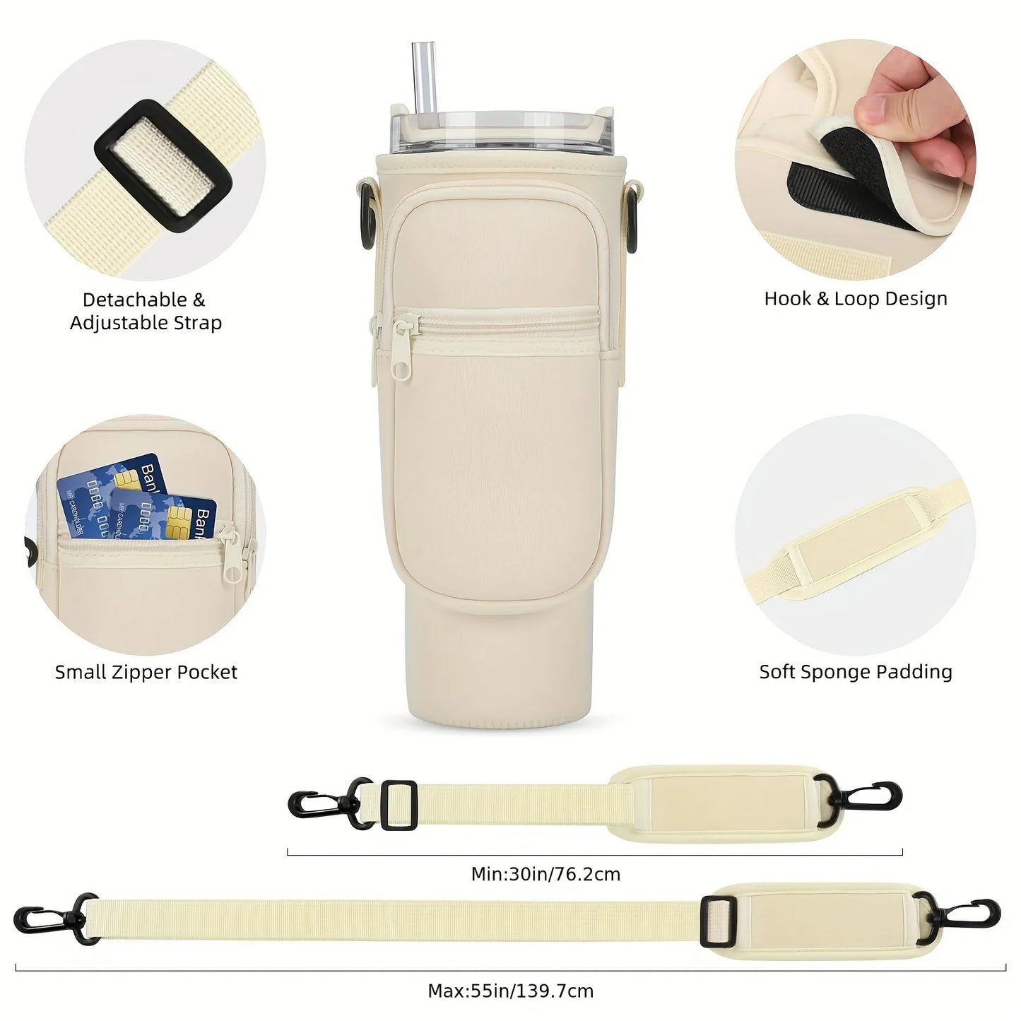 Men Women 40oz Bottle Holder Coin Purse Waterproof Portable Water Bottle Pocket Cover Protective case for Camping Fishing Hiking
