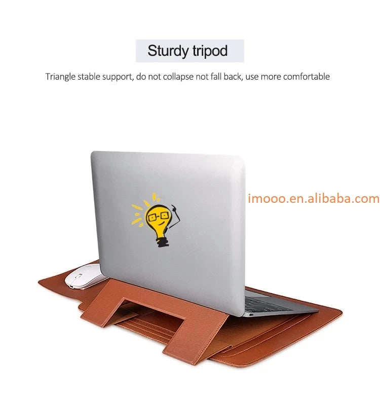 Factory Price Laptop Case with Stand for Computer 13/14/15 Inch PU Leather Notebook Handbag with Mouse Pad Briefcase