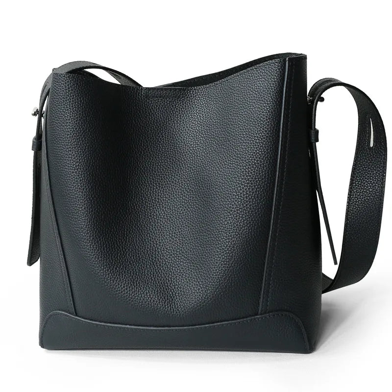 Factory Women Luxury Designer Full Grain Brown Genuine Leather Shoulder Bag Tote Shopping Cowhide Handbag for Ladies
