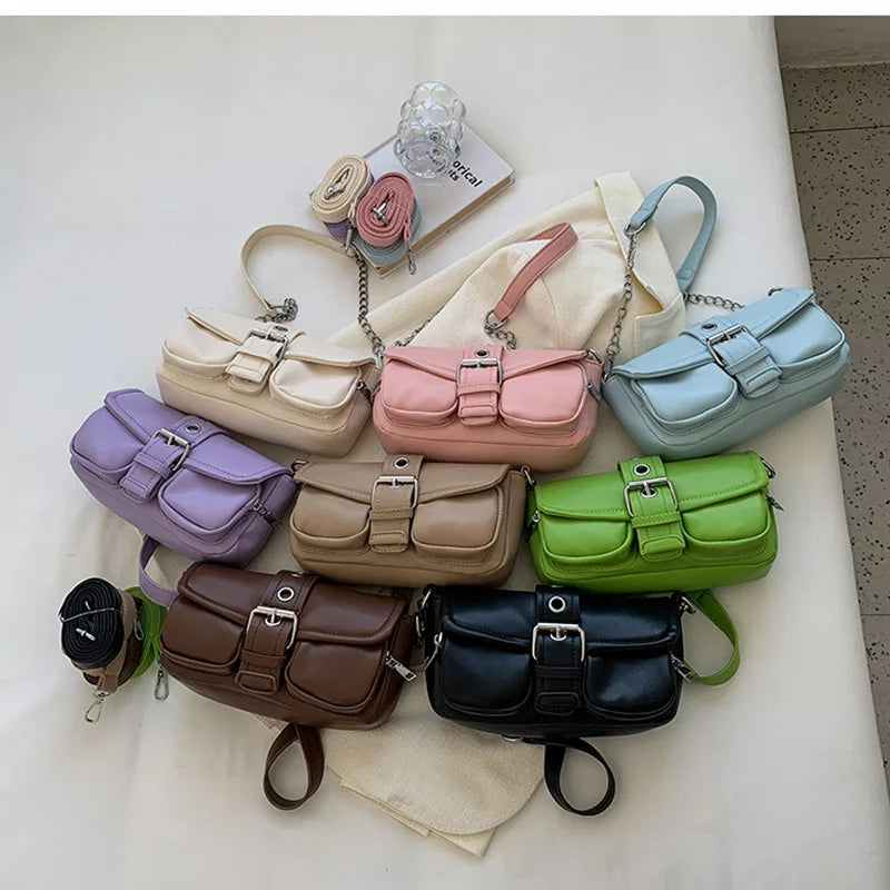 Fashion Female Armpit Bag Women's Small Shoulder Bags Solid Color Leather Ladies Crossbody Fashion Totes Purse and Handbags