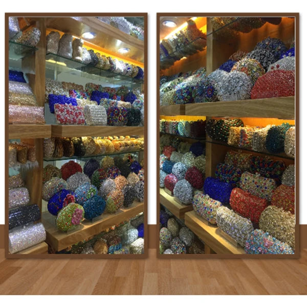 Multicolored Women Cupcake Crystal Evening Bags Lady Rhinestones Handbags Ladies Gala Dinner Handbags Wedding Clutch Minaudiere