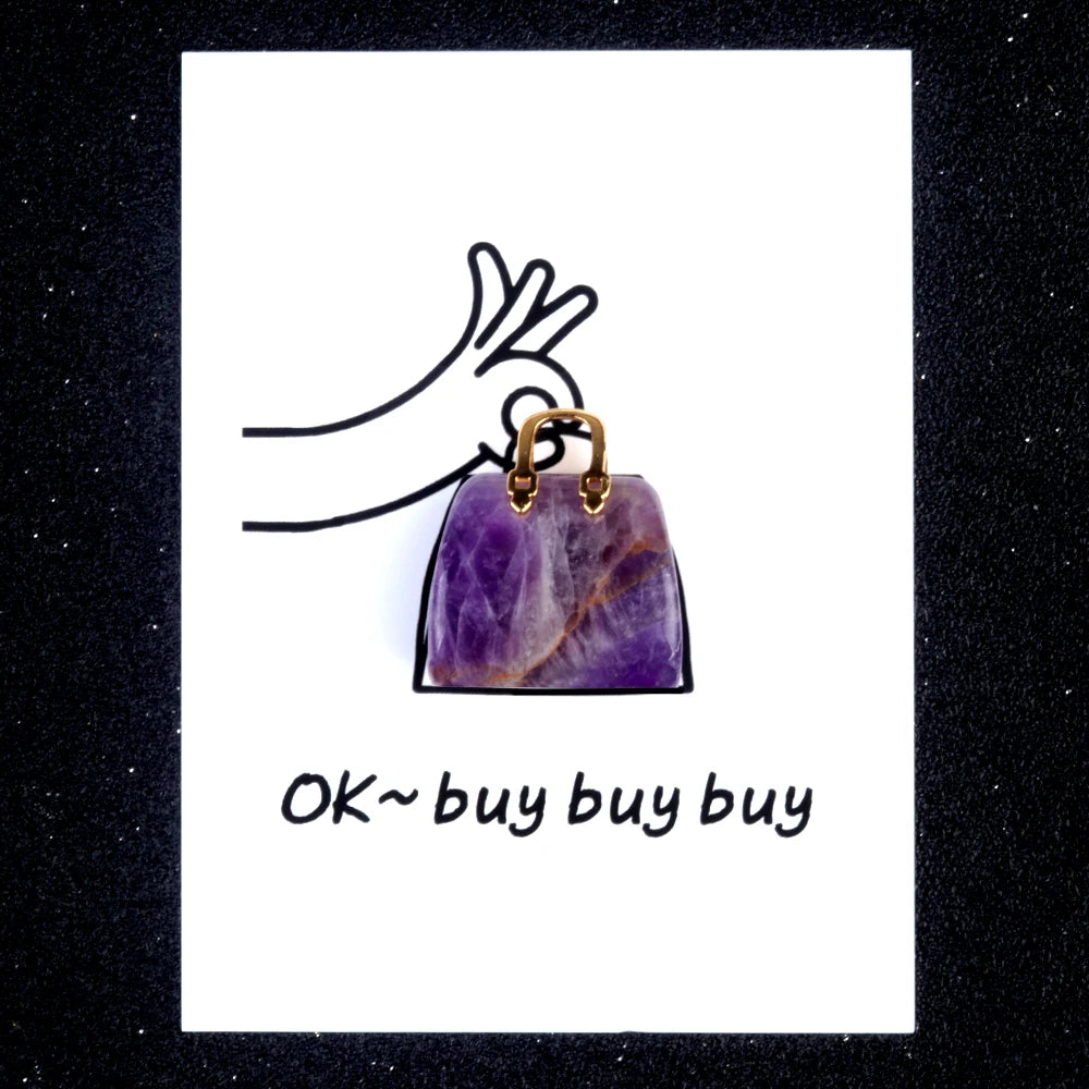 Factory Direct Sale Amethyst Stone Mini Handbag Pendant Necklace for Women Crystal Purse Bag Quartz Pendant Gemstone Jewelry