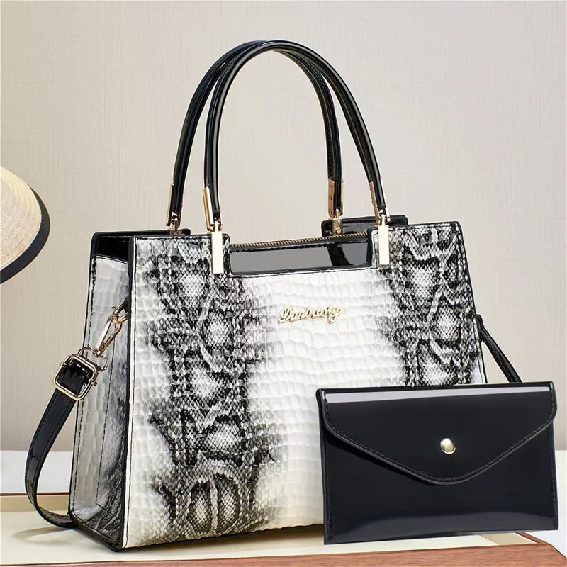 Retro Contrasting Print Handbags Ladies Bags Handbag Set,Pu Leather Shoulder Bag Woman Handbag Bag