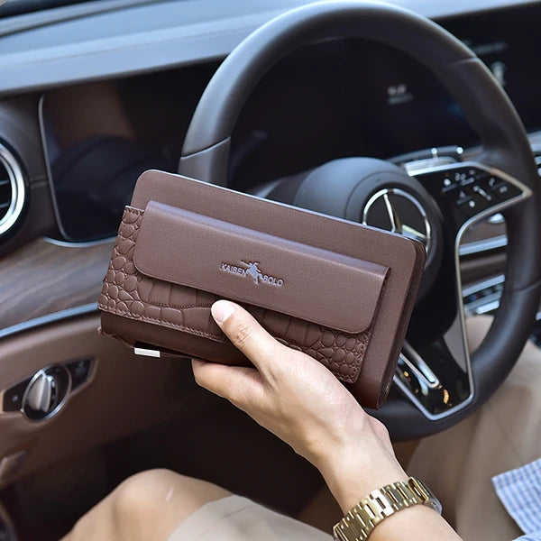 New Crocodile Pattern Men's Handbag Fashion Large Capacity Handbag Double Zipper Multi Card PU Leather Handbag BusinessMen's Bag