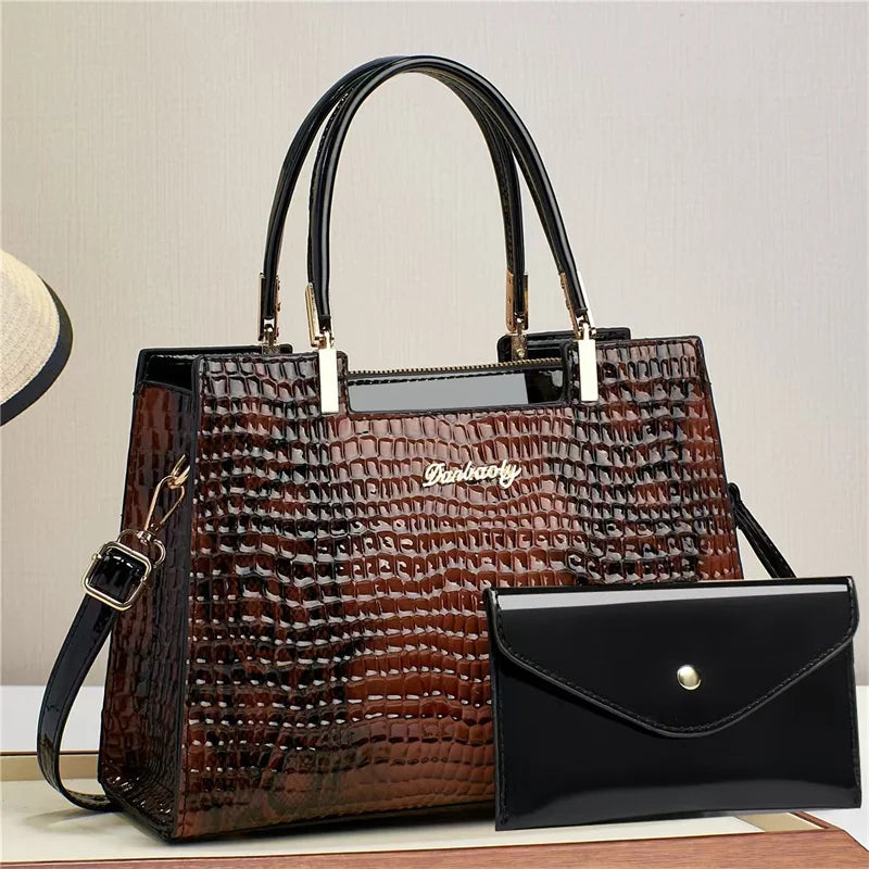 Retro Contrasting Print Handbags Ladies Bags Handbag Set,Pu Leather Shoulder Bag Woman Handbag Bag
