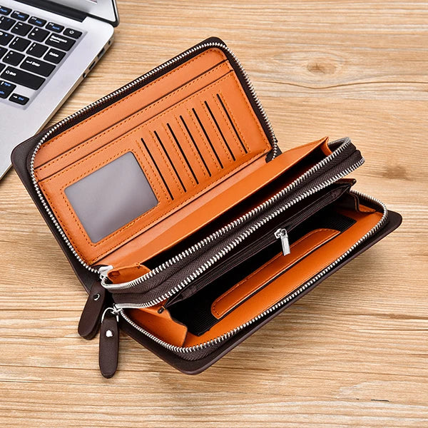 New Crocodile Pattern Men's Handbag Fashion Large Capacity Handbag Double Zipper Multi Card PU Leather Handbag BusinessMen's Bag