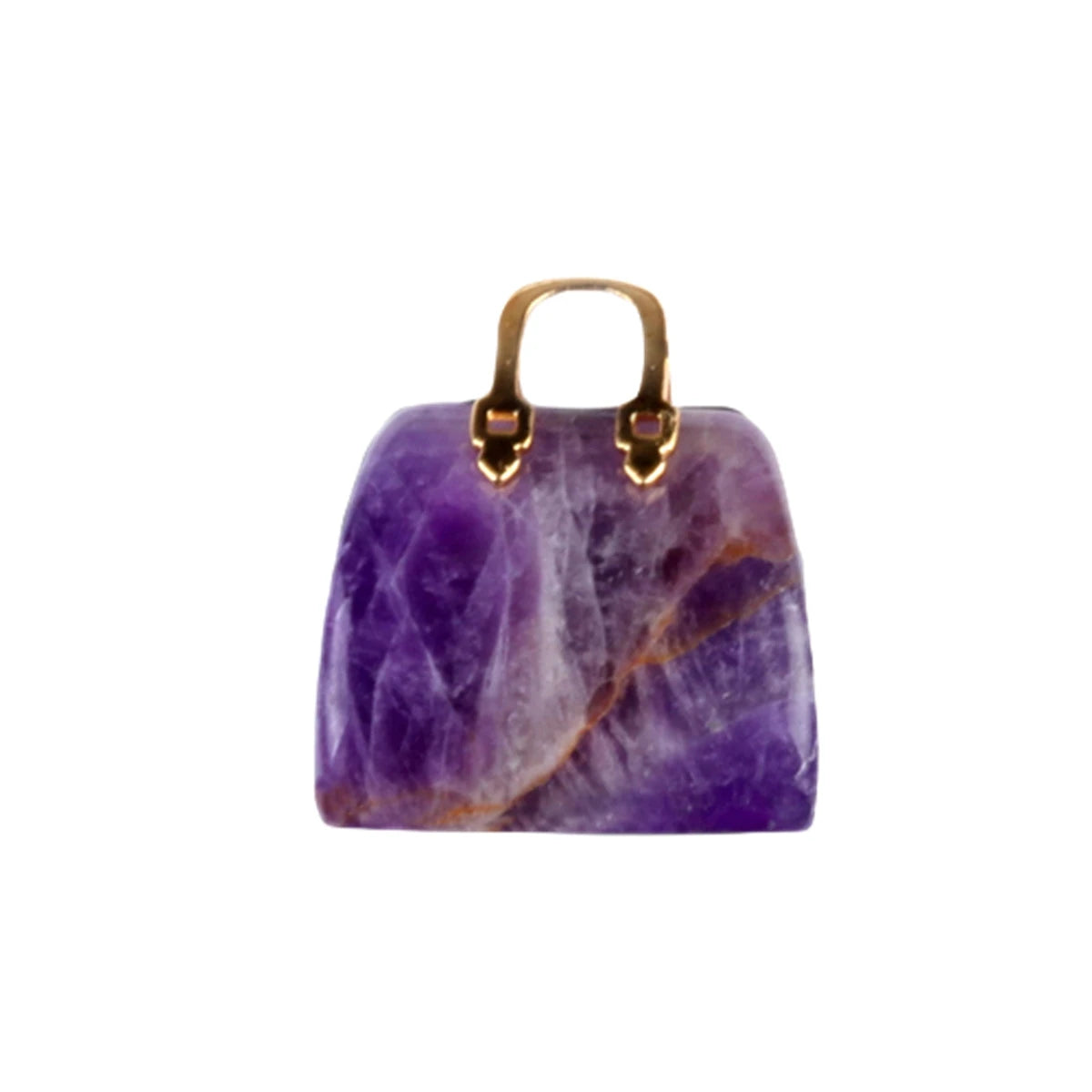 Factory Direct Sale Amethyst Stone Mini Handbag Pendant Necklace for Women Crystal Purse Bag Quartz Pendant Gemstone Jewelry