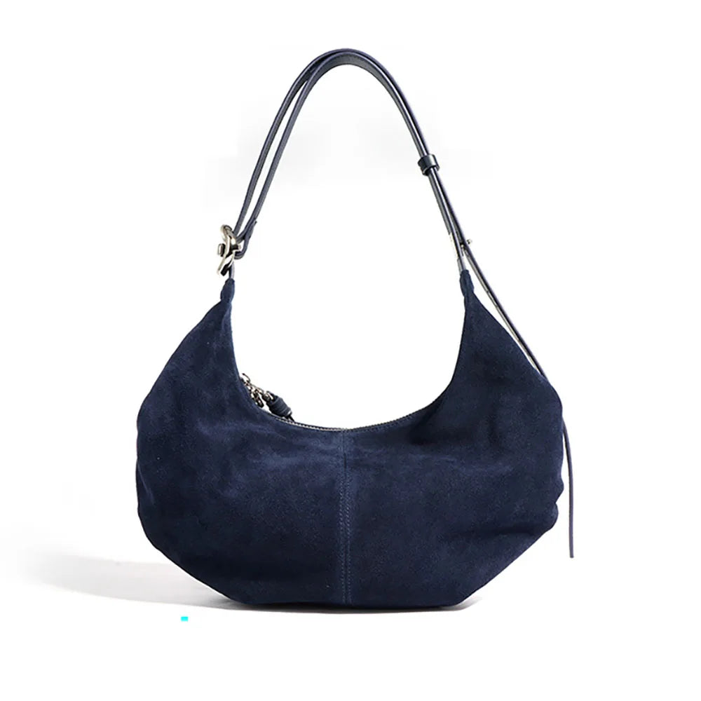 Luxury Ladies Suede Bag Half Moon Custom Leather Handbag Suede Shoulder Bag for Handbag Women Customise Tote Bag
