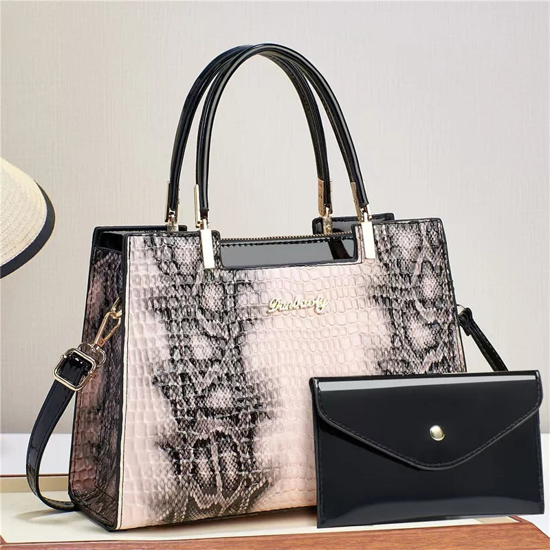 Retro Contrasting Print Handbags Ladies Bags Handbag Set,Pu Leather Shoulder Bag Woman Handbag Bag