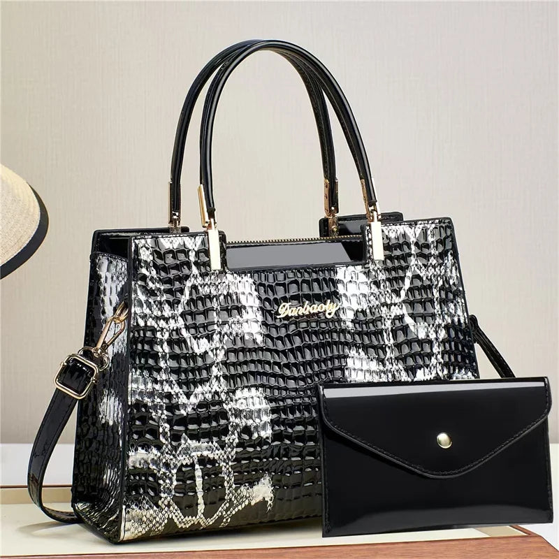 Retro Contrasting Print Handbags Ladies Bags Handbag Set,Pu Leather Shoulder Bag Woman Handbag Bag