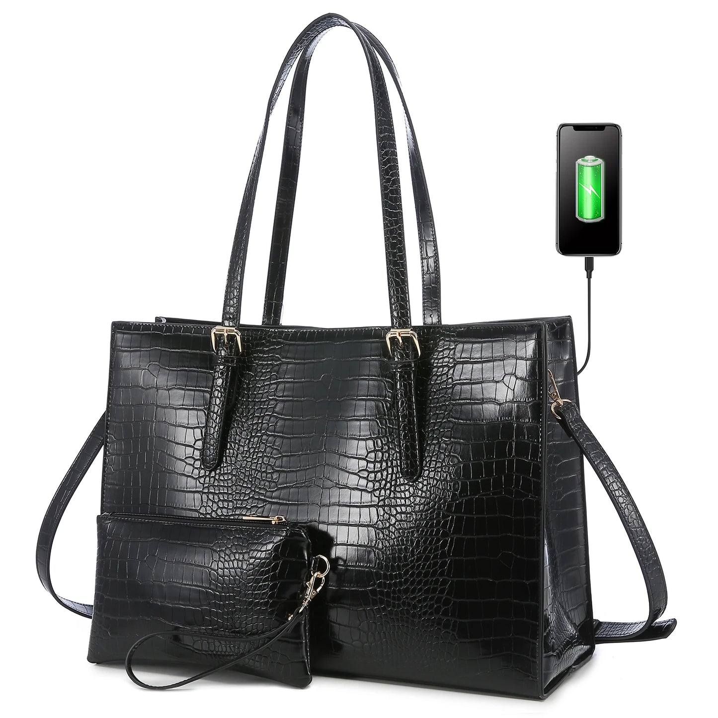 LOVEVOOK Wholesale 2pc Business Briefcase Computer Purse and Bags Office Work School Shoulder Bag for Women Laptop Tote Handbags