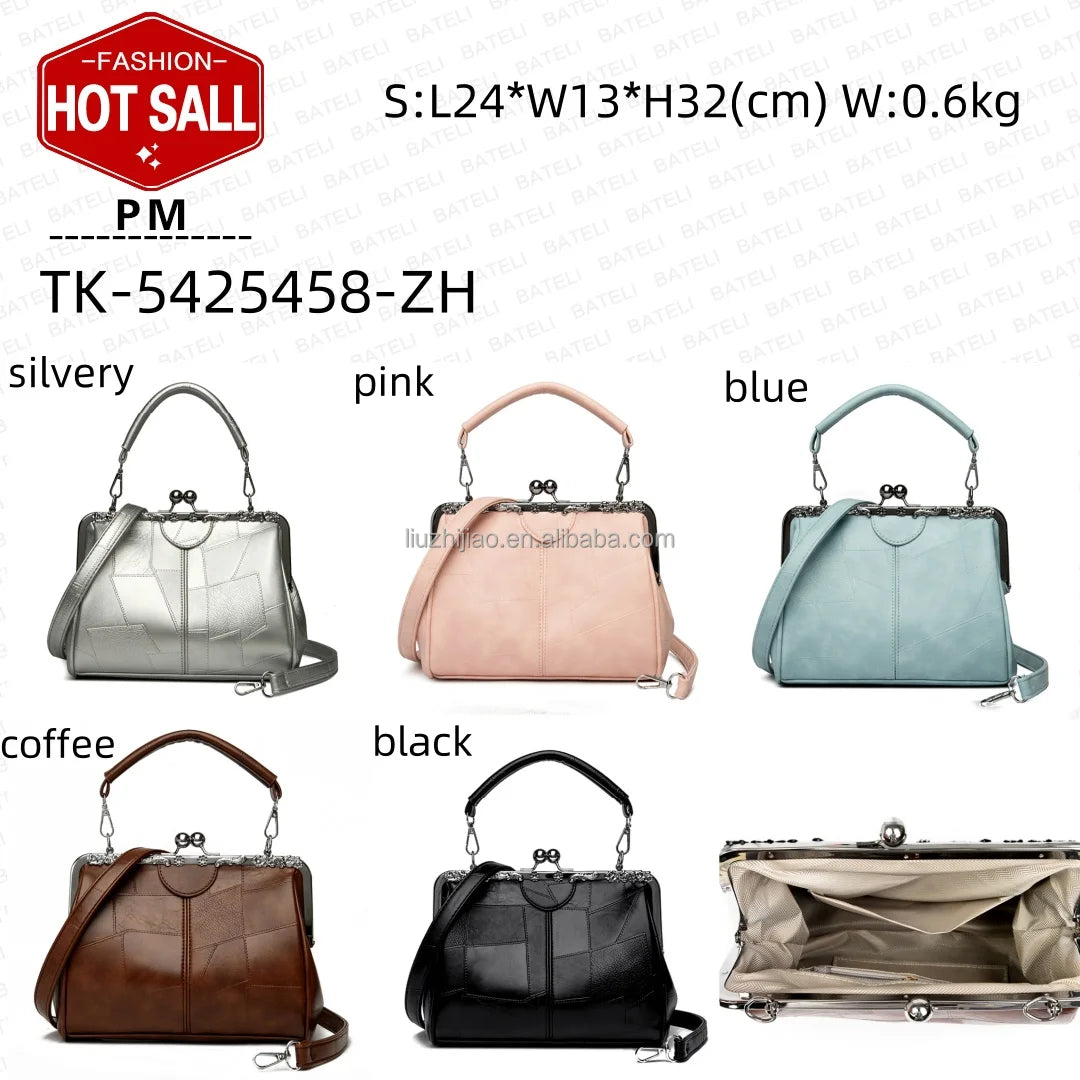 New Leather Handbag Woman Vintage Shoulder Messenger Bag Female Fashion Elegant Temperament Portable Bag