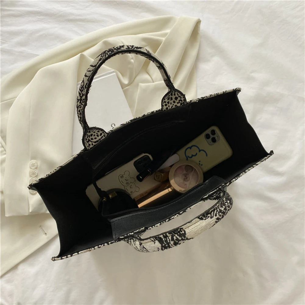 Fashion Ladies Canvas Printing Top-handle Tote Bag Female Casual Printing Creative Design Large Capacity Handbags