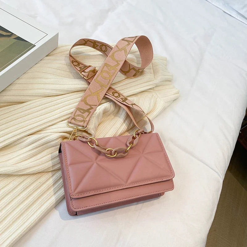 Fashion Women Shoulder Bag Handbags PU Leather Flap Female Large Capacity Metal Chain Casual Crossobdy Clutch Pouch