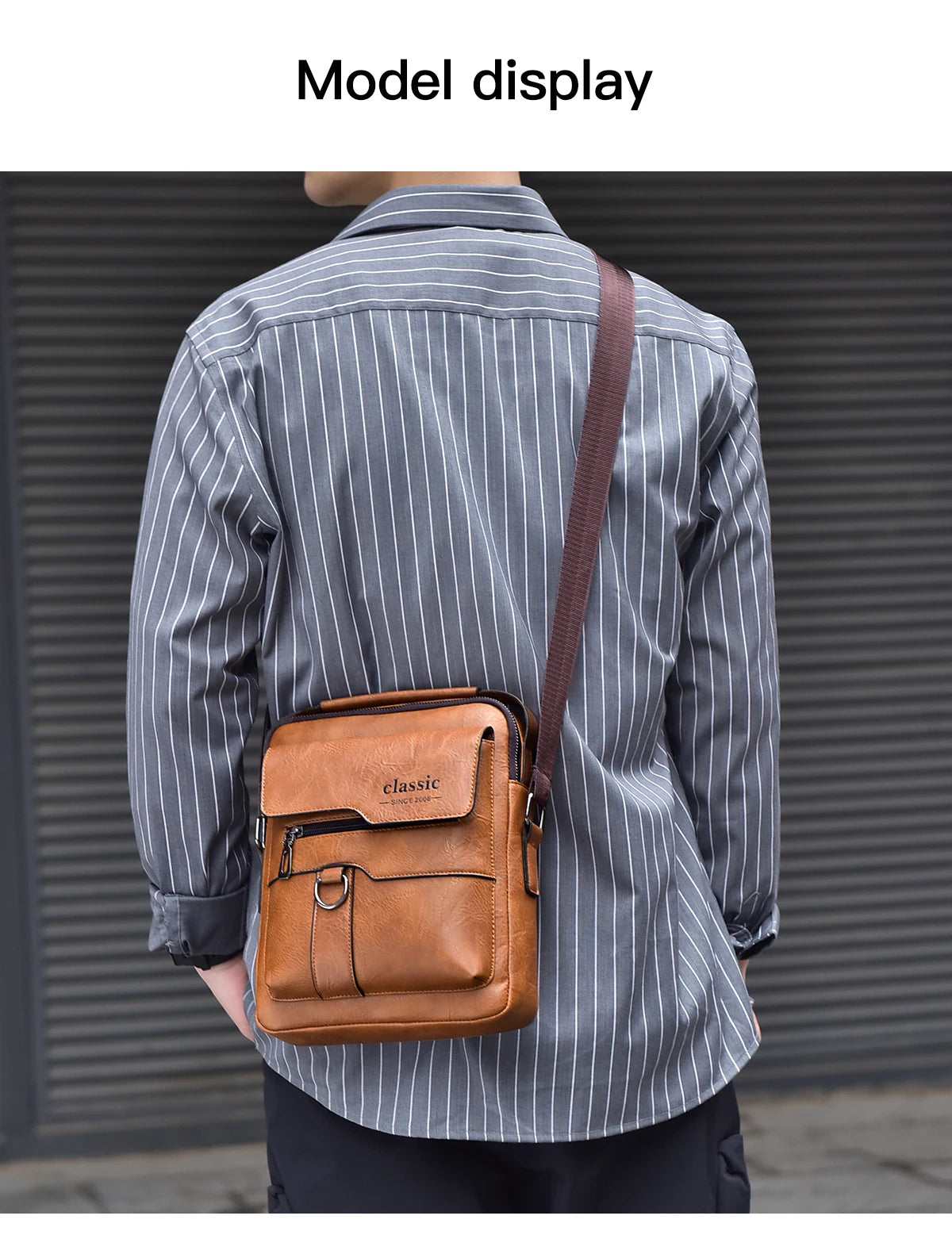 2024 New Vintage Men Crossbody Bag Leather Shoulder Bag For Men Handbags Brown Business Large Capacity Messenger Side Bags Male