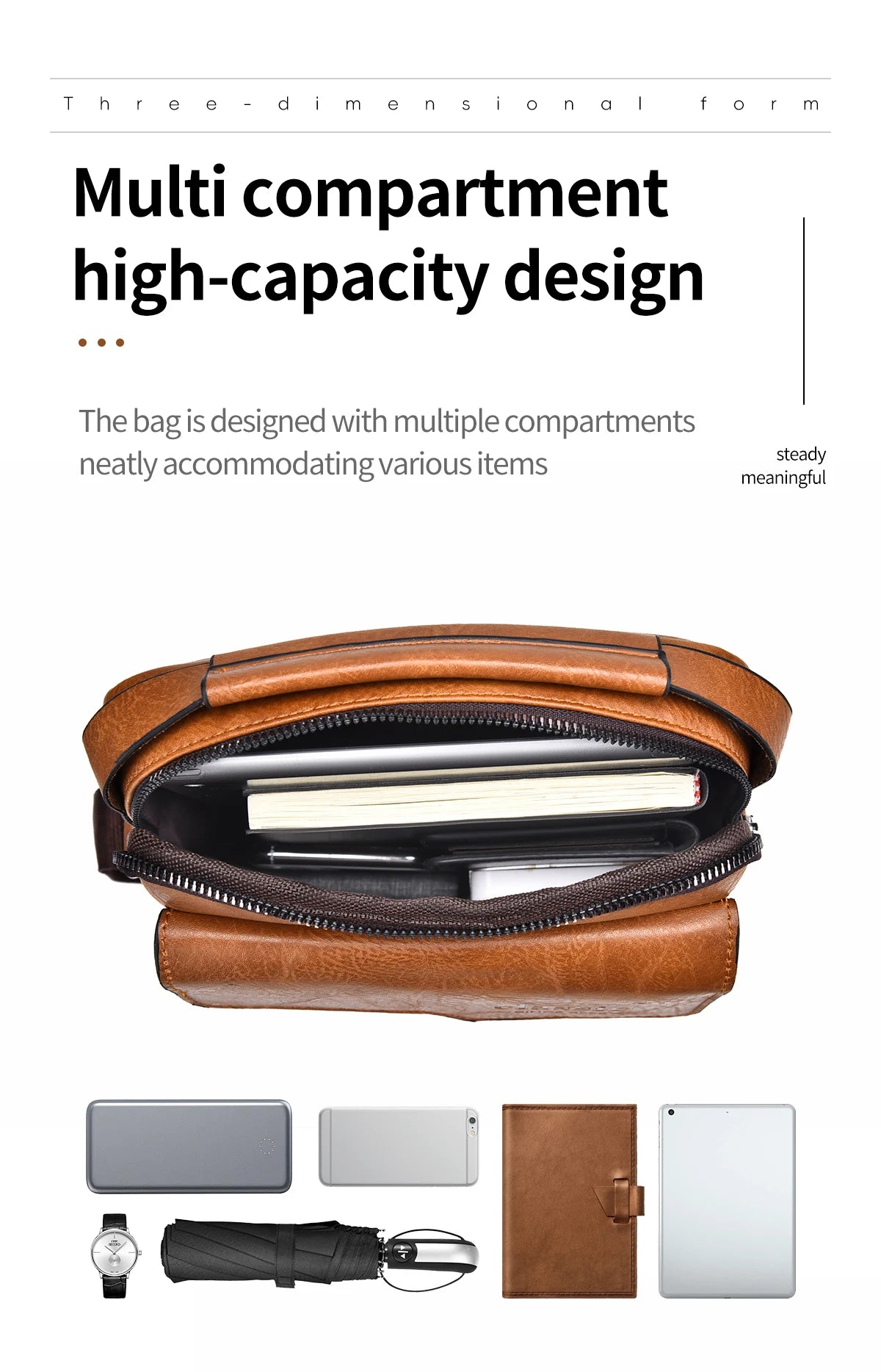 2024 New Vintage Men Crossbody Bag Leather Shoulder Bag For Men Handbags Brown Business Large Capacity Messenger Side Bags Male