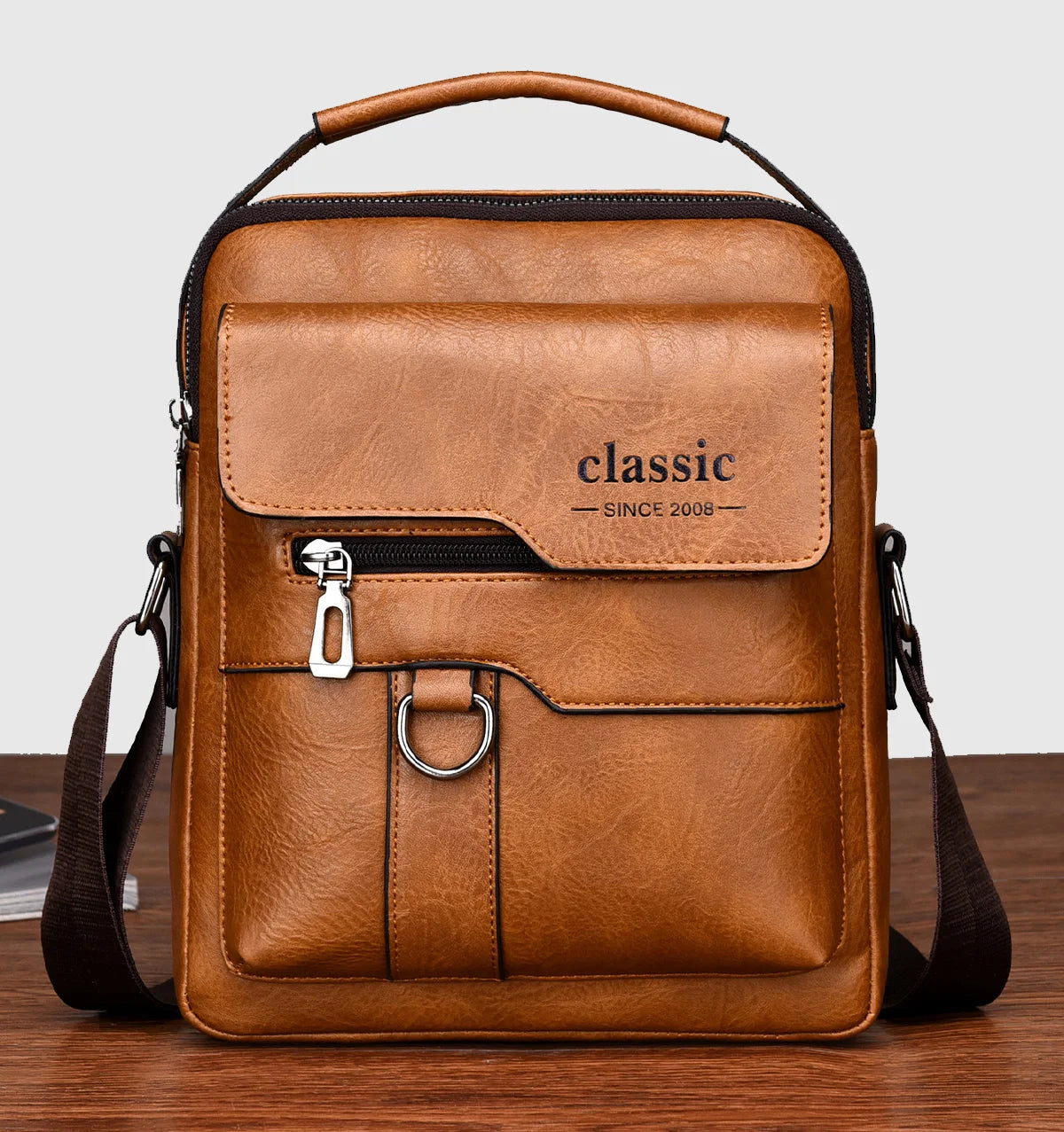 2024 New Vintage Men Crossbody Bag Leather Shoulder Bag For Men Handbags Brown Business Large Capacity Messenger Side Bags Male