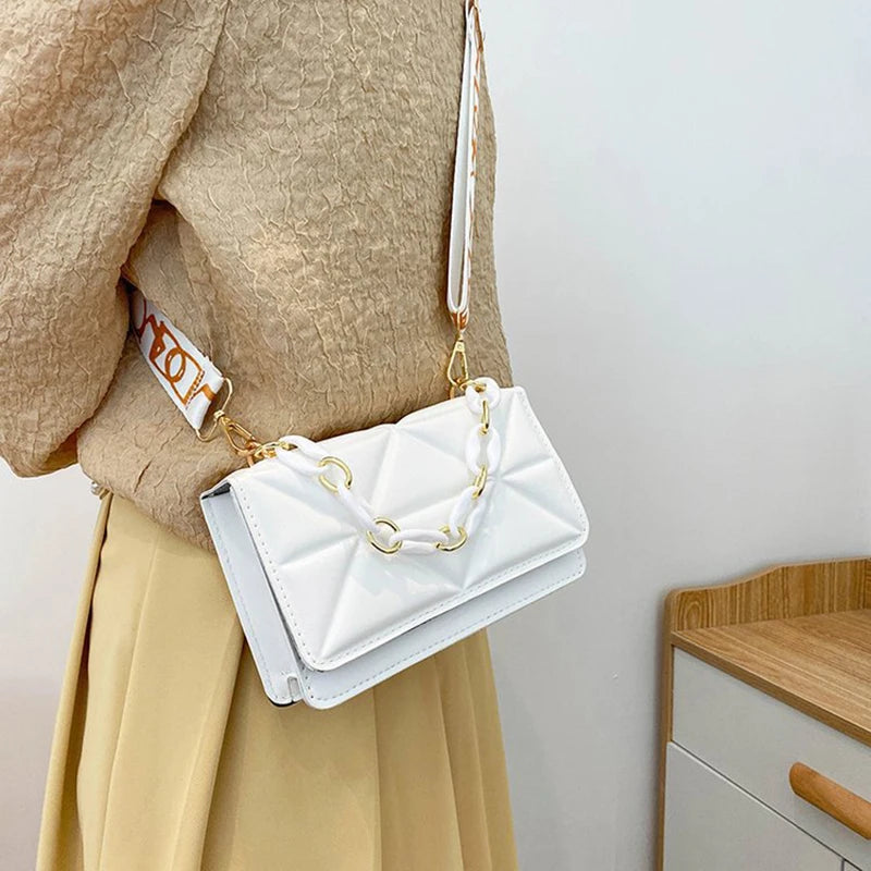 Fashion Women Shoulder Bag Handbags PU Leather Flap Female Large Capacity Metal Chain Casual Crossobdy Clutch Pouch