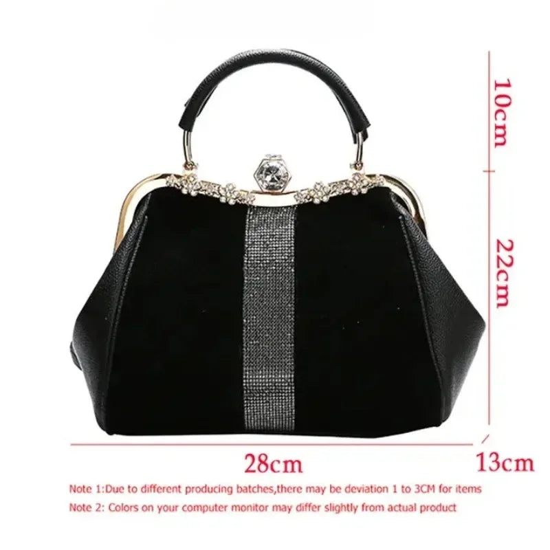 Lady handbags 2025 new set auger fashionable joker imitation horsehair atmosphere one shoulder clip with the bag in bag