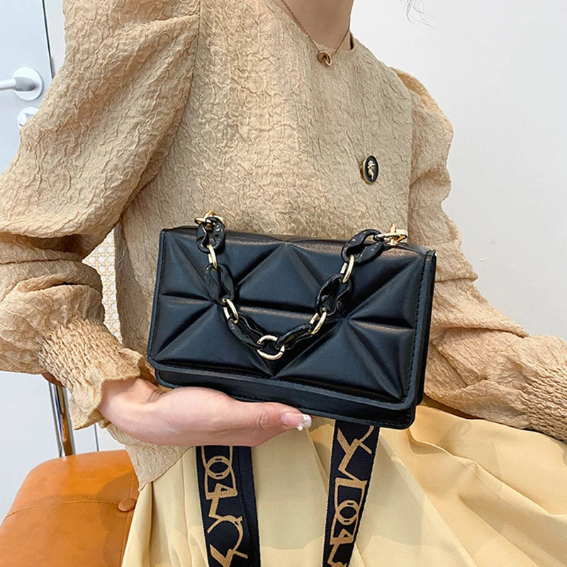 Fashion Women Shoulder Bag Handbags PU Leather Flap Female Large Capacity Metal Chain Casual Crossobdy Clutch Pouch
