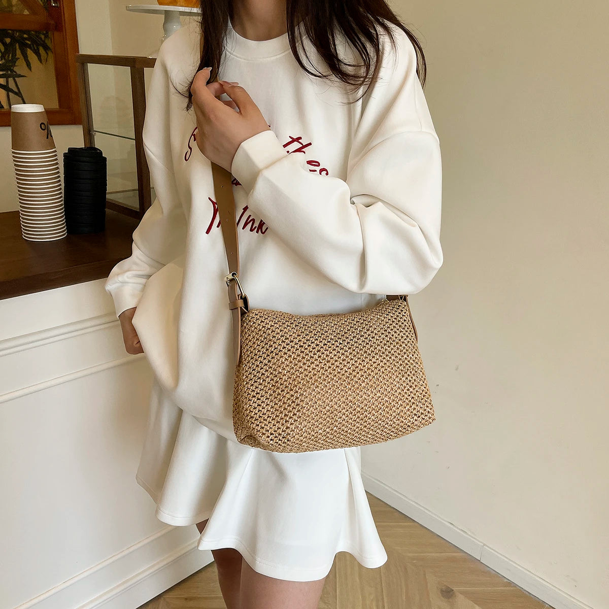 Handbags handbags for women luxury handbags for women Summer niche high sense one shoulder grass woven bag girl 2025
