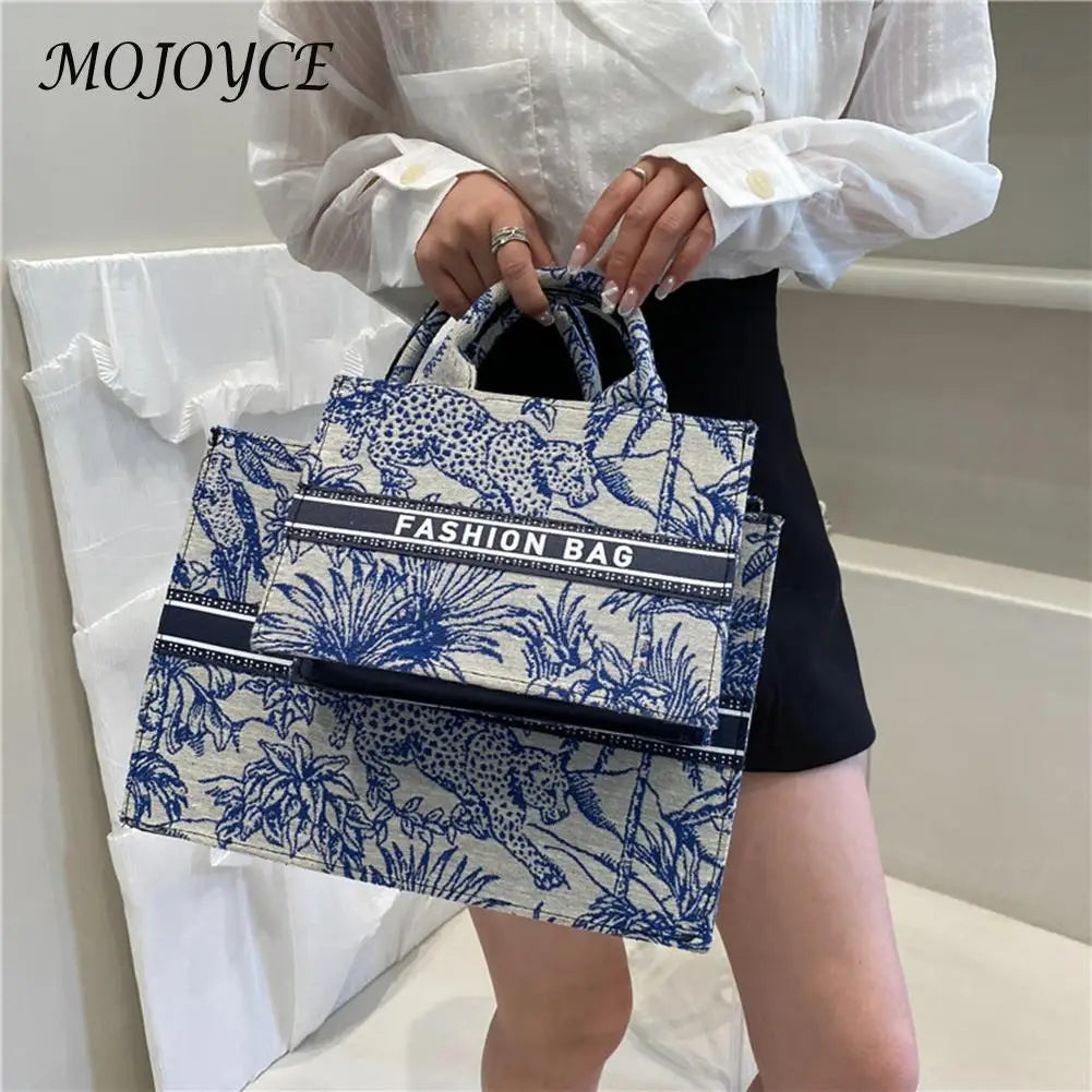 Fashion Ladies Canvas Printing Top-handle Tote Bag Female Casual Printing Creative Design Large Capacity Handbags