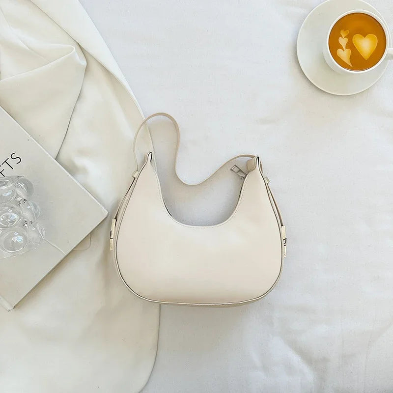 Fashion PU Leather Underarm Bags Women Clutch Handbags Single Shoulder Bag Ladies Trendy SimpleBag Female Totes