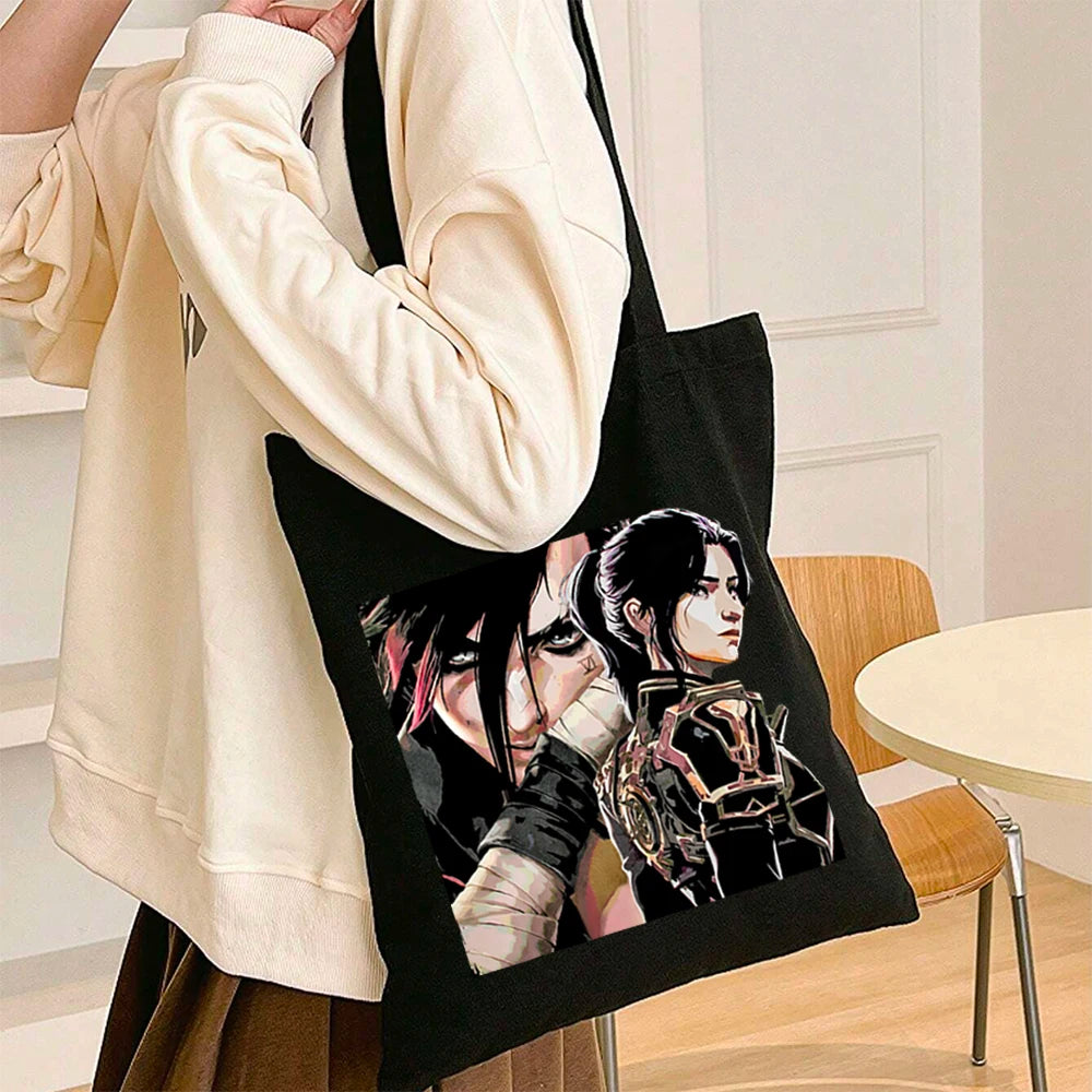 Arcane-Vi Print Graphic Tote Bag Women Men Canvas Handbags Fashion Teen Handbags
