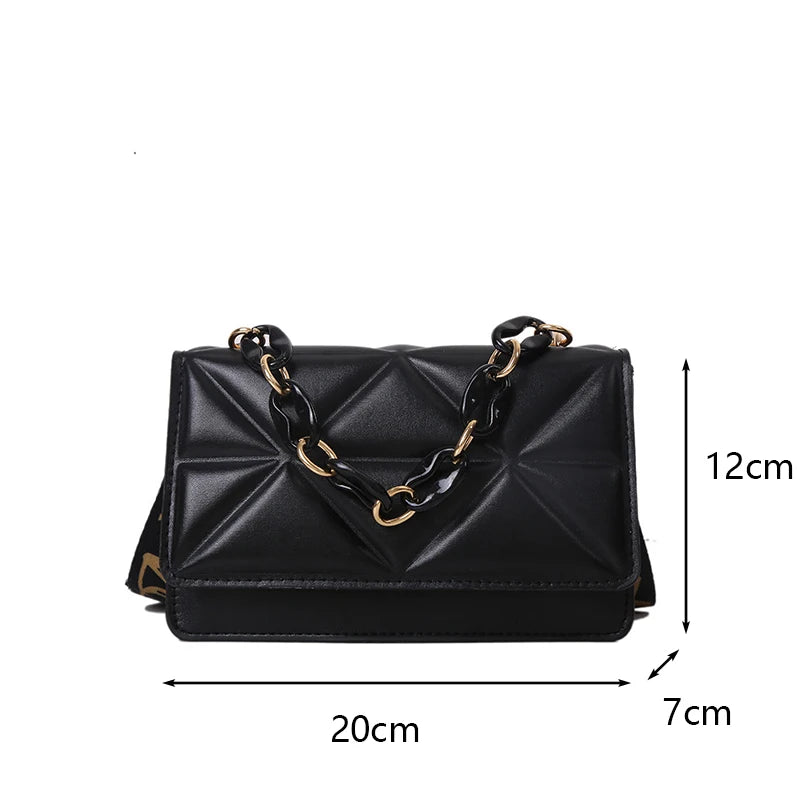 Fashion Women Shoulder Bag Handbags PU Leather Flap Female Large Capacity Metal Chain Casual Crossobdy Clutch Pouch