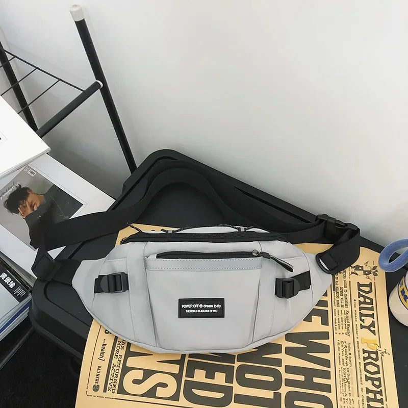 Korean Y2K Chest Bag Women and Men Purses and Handbags Reflective Stripe Waist Bag Student Crossbody Bags Sling Shoulder Bag