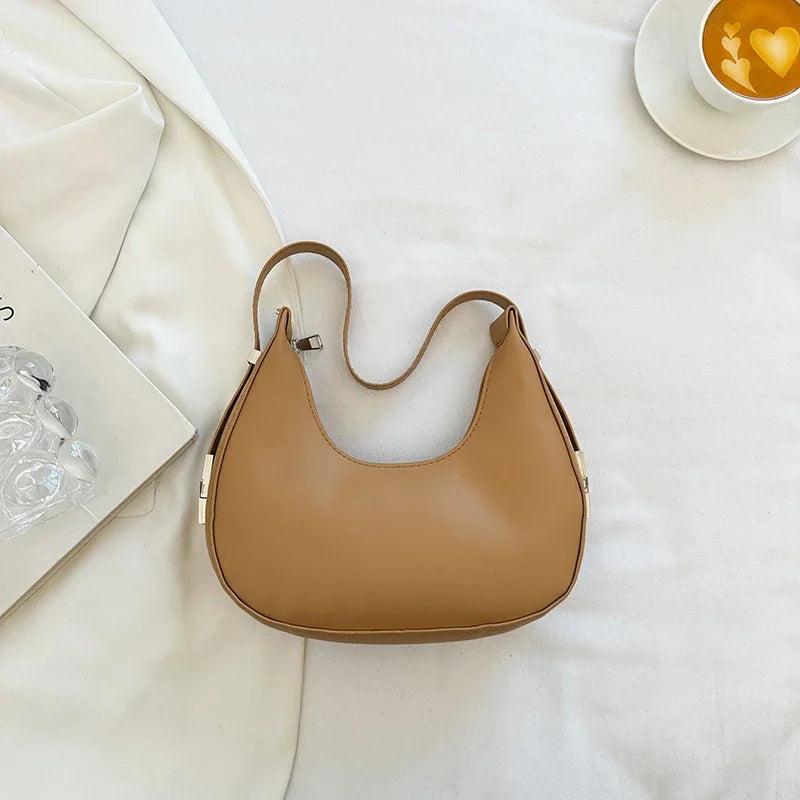Fashion PU Leather Underarm Bags Women Clutch Handbags Single Shoulder Bag Ladies Trendy SimpleBag Female Totes