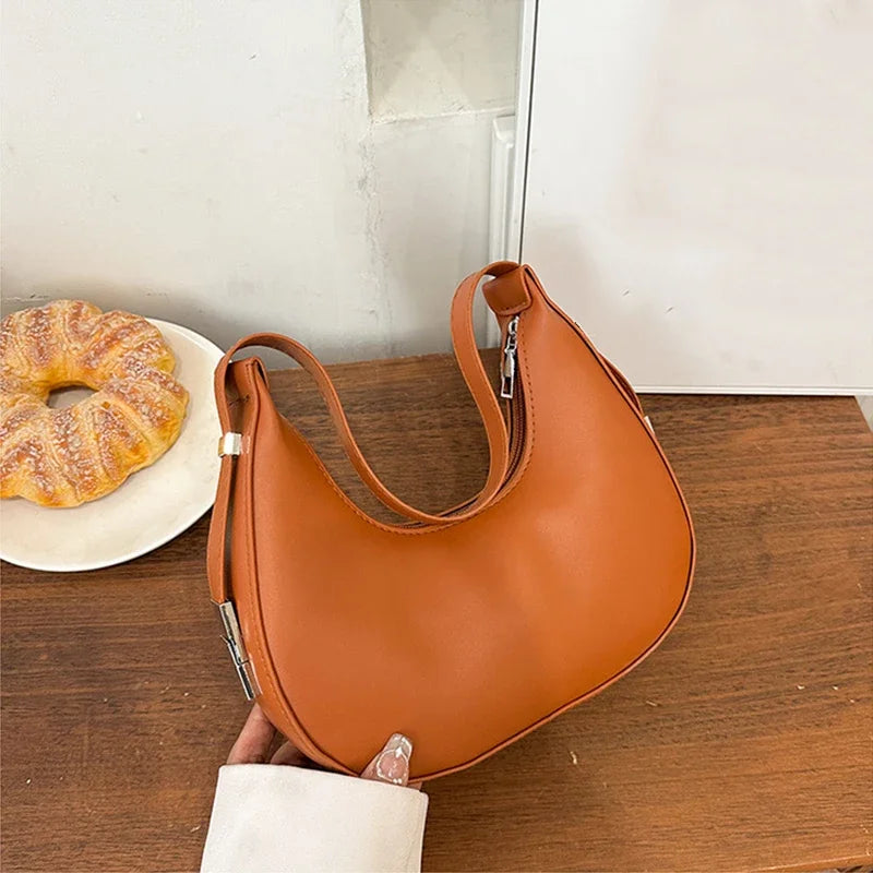 Fashion PU Leather Underarm Bags Women Clutch Handbags Single Shoulder Bag Ladies Trendy SimpleBag Female Totes