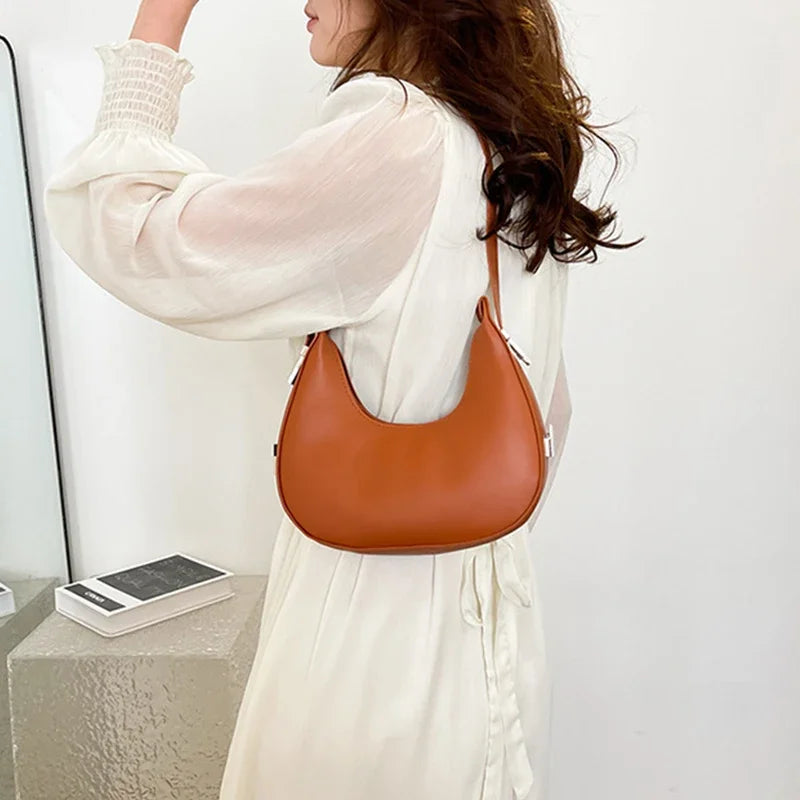 Fashion PU Leather Underarm Bags Women Clutch Handbags Single Shoulder Bag Ladies Trendy SimpleBag Female Totes