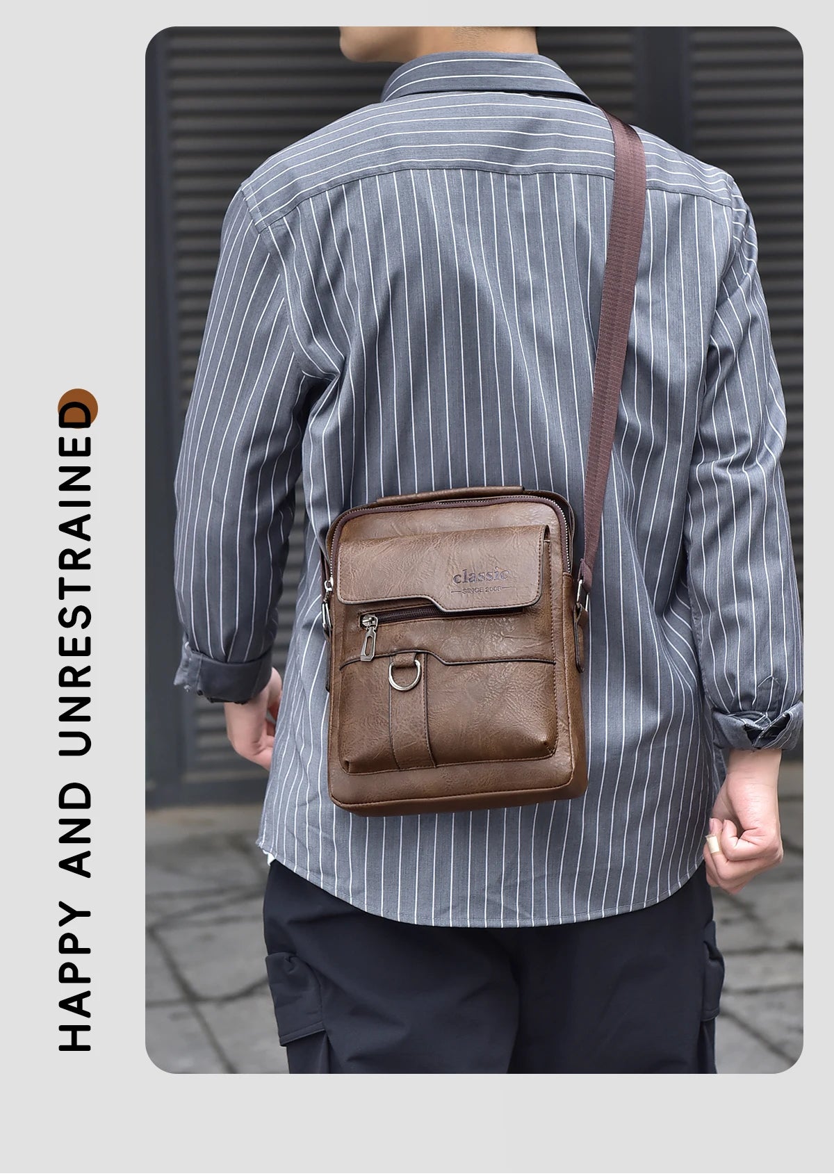 2024 New Vintage Men Crossbody Bag Leather Shoulder Bag For Men Handbags Brown Business Large Capacity Messenger Side Bags Male